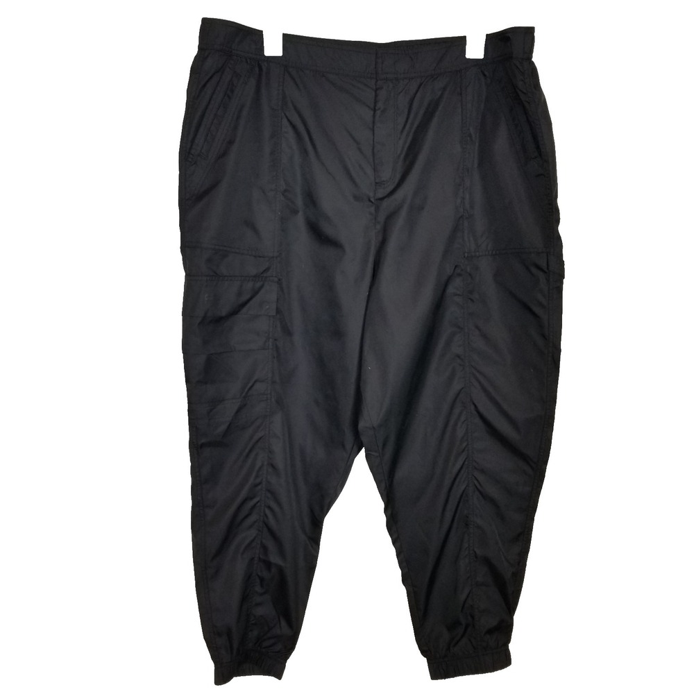 Fabletics Women Plus Cargo Joggers Pants Sz 2X Black Relaxed Water Resistant